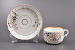 tea pair, porcelain, M.S. Kuznetsov manufactory, hand-painted, Riga (Latvia), Russia, the beginning...