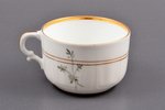tea pair, porcelain, M.S. Kuznetsov manufactory, hand-painted, Riga (Latvia), Russia, the beginning...
