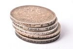 50 kopecks, 1896-1913, set of 5 coins, silver, Russia, VF, F...