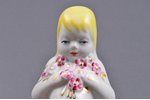figurine, Girl with flowers, porcelain, Riga (Latvia), USSR, Riga porcelain factory, molder - Vera V...
