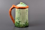 joke mug, "Get drunk but don't get wet", faience, Konakov fayance factory, USSR, 1959, h (cup with l...