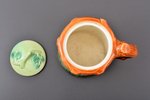 joke mug, "Get drunk but don't get wet", faience, Konakov fayance factory, USSR, 1959, h (cup with l...