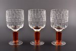 set of 6 glasses, Olympics 80, "Olympic Torch", USSR, the 70-80ies of 20th cent., h 16.3 cm, Gus-Khr...