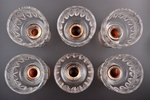 set of 6 glasses, Olympics 80, "Olympic Torch", USSR, the 70-80ies of 20th cent., h 16.3 cm, Gus-Khr...