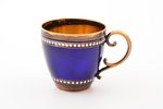 coffee pair, silver, 925 standard, total weight of items 162.25 g, enamel, gilding, h (cup) 4.4  cm,...