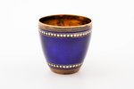 coffee pair, silver, 925 standard, total weight of items 162.25 g, enamel, gilding, h (cup) 4.4  cm,...
