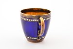 coffee pair, silver, 925 standard, total weight of items 162.25 g, enamel, gilding, h (cup) 4.4  cm,...