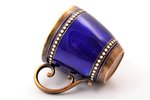 coffee pair, silver, 925 standard, total weight of items 162.25 g, enamel, gilding, h (cup) 4.4  cm,...