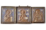 icon with foldable side flaps, Deesis: Jesus Christ, Holy Virgin Mary and St. John the Baptist, copp...