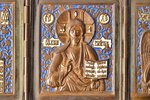 icon with foldable side flaps, Deesis: Jesus Christ, Holy Virgin Mary and St. John the Baptist, copp...