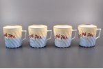 4 tea pairs (large size), porcelain, Carl Tielsch & Co., Germany, Poland, the border of the 19th and...