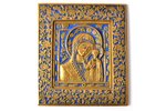 icon, Our Lady of Kazan, copper alloy, 1-color enamel, Russia, the 19th cent., 11.5 x 10 x 0.35 cm,...