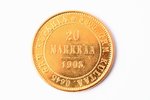 Finland, 20 marks, 1903, Aleksandr II, gold, fineness 900, 6.4516 g, fine gold weight 5.80644 g, KM#...