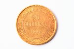 Finland, 20 marks, 1904, Aleksandr II, gold, fineness 900, 6.4516 g, fine gold weight 5.80644 g, KM#...