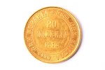 Finland, 20 marks, 1912, Aleksandr II, gold, fineness 900, 6.4516 g, fine gold weight 5.80644 g, KM#...