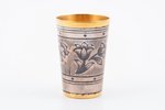 beaker, silver, 875 standard, 40.3 g, niello enamel, gilding, h 6 cm, artel "Severnaya Chern", 1971,...