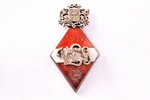 badge, VLG, Liepaja State Gymnasium, XI graduation, silver, 875 standard, Latvia, 1932, 43.3 x 24.5...
