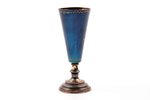 little glass, silver, 875 standard, 26 g, gilding, painted over enamel, h 8.3 cm, Riga Jewelry Facto...
