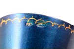 little glass, silver, 875 standard, 26 g, gilding, painted over enamel, h 8.3 cm, Riga Jewelry Facto...
