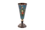 little glass, silver, 875 standard, 33.5 g, gilding, painted over enamel, h 8.5 cm, Riga Jewelry Fac...