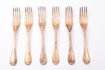 set of 6 forks, silver, 950 standard, total weight of items 517.5 g, 20.3-20.5 cm, 1819-1838, Paris,...
