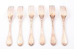 set of 6 forks, silver, 950 standard, total weight of items 517.5 g, 20.3-20.5 cm, 1819-1838, Paris,...