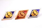 set of badges, 3 pcs., educational institutions, USSR...