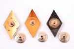 set of badges, 3 pcs., educational institutions, USSR...