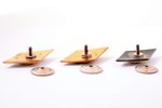 set of badges, 3 pcs., educational institutions, USSR...