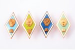 set of badges, 4 pcs., higher education institutions, USSR...