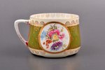 cup, "In the garden", porcelain, M. S. Kuznetsov's fellowship in Moscow, Russia, 1889-1917, h 5.4 cm...