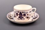 tea pair, porcelain, Dulevo, USSR, 1937-1940, h (cup) 5.5 cm, Ø (saucer) 15 cm...