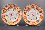 pair of decorative plates, floral ornament, porcelain, A. Popov manufactory, Russia, the middle of t...