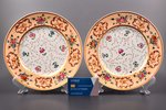 pair of decorative plates, floral ornament, porcelain, A. Popov manufactory, Russia, the middle of t...