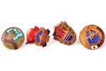 set, 7 badges: "Champion", Latvia, USSR, 1956-1960...