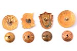 set, 7 badges: "Champion", Latvia, USSR, 1956-1960...
