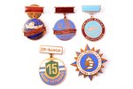 set, 5 badges: Progressive Fisherman of Latvian SSR, Fishermen Kolhozs' Community labour best worker...