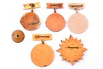 set, 5 badges: Progressive Fisherman of Latvian SSR, Fishermen Kolhozs' Community labour best worker...