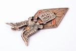 badge, Latvian Youth Union Secondary School, LJSVS, IV graduation, silver, Latvia, 20ies of 20th cen...