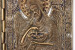 icon with foldable side flaps, Deesis: Jesus Christ, Holy Virgin Mary and St. John the Baptist, copp...
