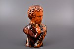 figurine, the bust of Alexander Pushkin, ceramics, Riga (Latvia), M.S. Kuznetsov manufactory, Riga C...