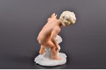 figurine, boy with a bird, porcelain, bisque, Germany, Wallendorf, Schaubach Kunst, 1926-1953, 13 cm...