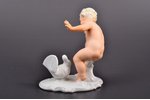 figurine, boy with a bird, porcelain, bisque, Germany, Wallendorf, Schaubach Kunst, 1926-1953, 13 cm...