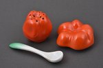 spicery dish, 3 elements of "Paprika" set, porcelain, M.S. Kuznetsov manufactory, Riga (Latvia), 193...
