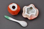 spicery dish, 3 elements of "Paprika" set, porcelain, M.S. Kuznetsov manufactory, Riga (Latvia), 193...