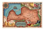 postcard, map of Latvia, Latvia, 20-30ties of 20th cent., 14.6 х 9.6 cm...