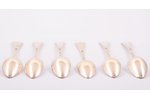 set of 6 teaspoons, silver, 875 standard, total weight of items 88.10 g, 14 cm, the 20ties of 20th c...