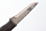 knife, handmade, made by "HH" Heino Hoffmann, blade: Damascus steel, handle: bog oak, Germany, total...