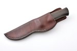 knife, handmade, made by "HH" Heino Hoffmann, blade: Damascus steel, handle: bog oak, Germany, total...