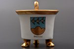 coffee pair, Smiltene city coat of arms, porcelain, M.S. Kuznetsov manufactory, hand-painted, Riga (...